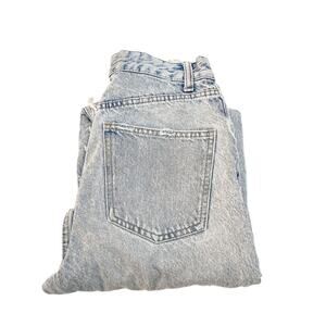 Zara Light Wash Perfect Fit Denim Jeans Distressed Raw Hem Size 24